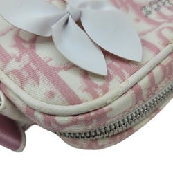 Christian Dior DIOR Dior Trotter Shoulder Bag Leather Pink White Flower No1 SV Hardware Silver Women's