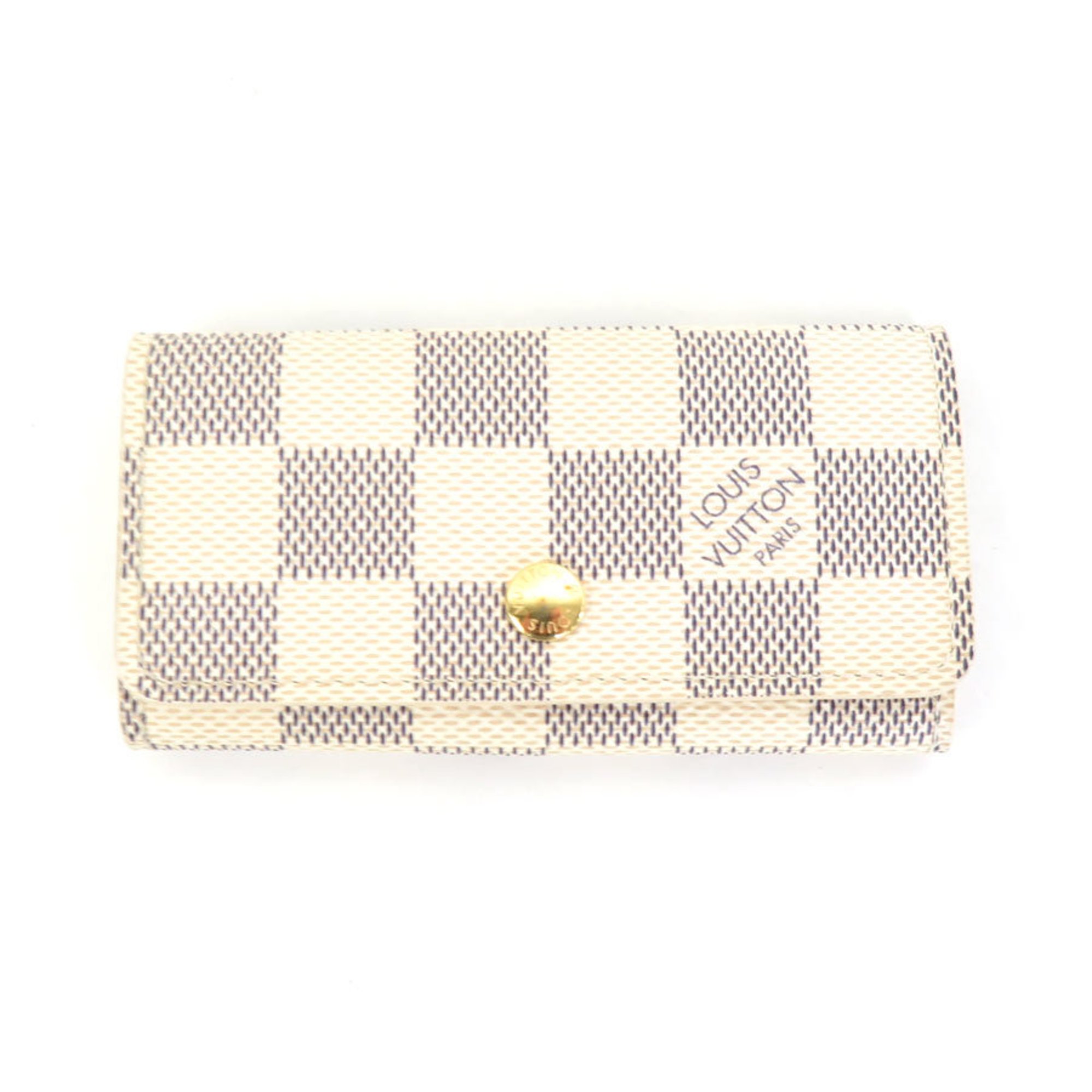 LOUIS VUITTON Key Case Damier Azur Multicle 4 Canvas Azure Gold Unisex