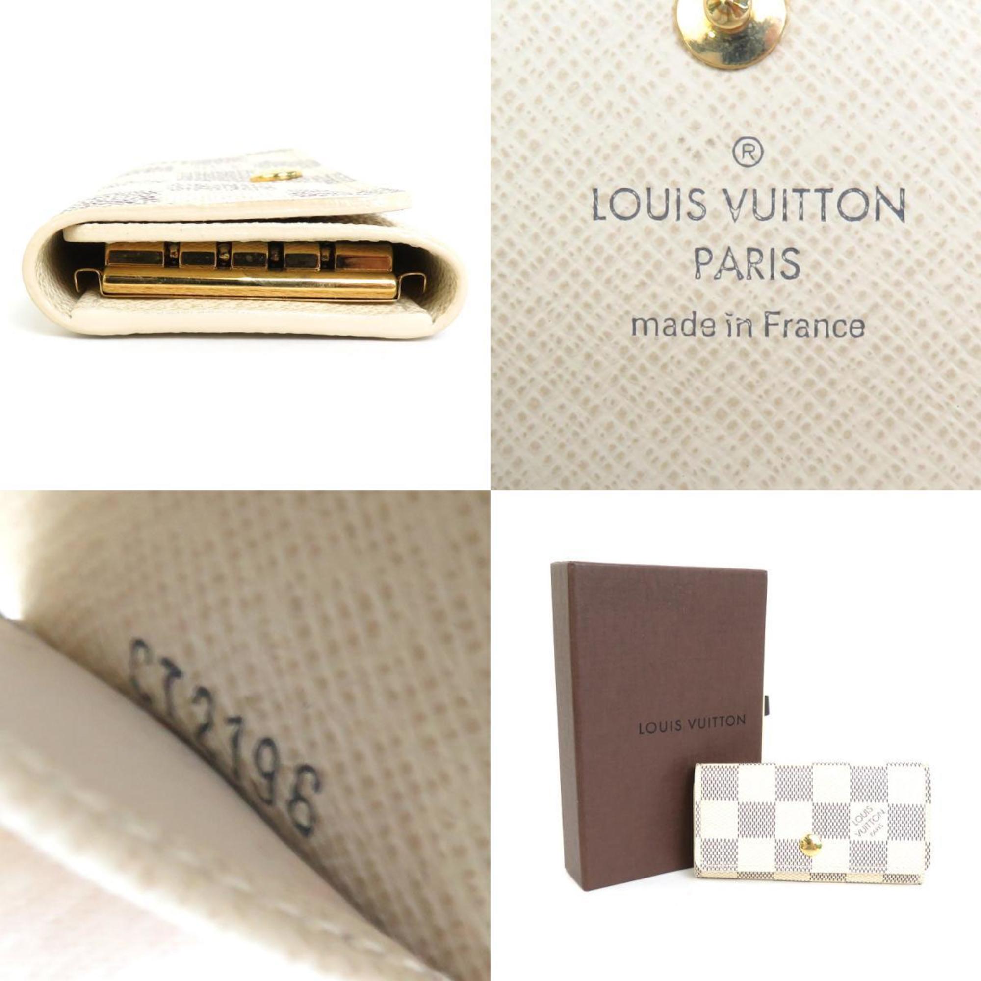 LOUIS VUITTON Key Case Damier Azur Multicle 4 Canvas Azure Gold Unisex