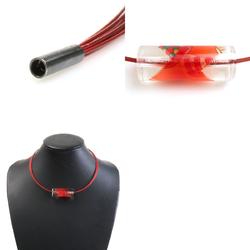 HERMES Necklace BIJOUTERIE FANTAISE Resin Red Ladies