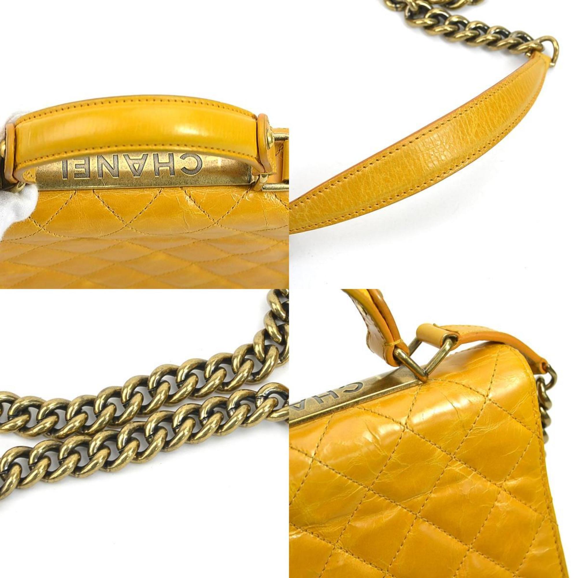 CHANEL Handbag Shoulder Bag 2.55 Matelasse Leather/Metal Yellow/Gold Ladies