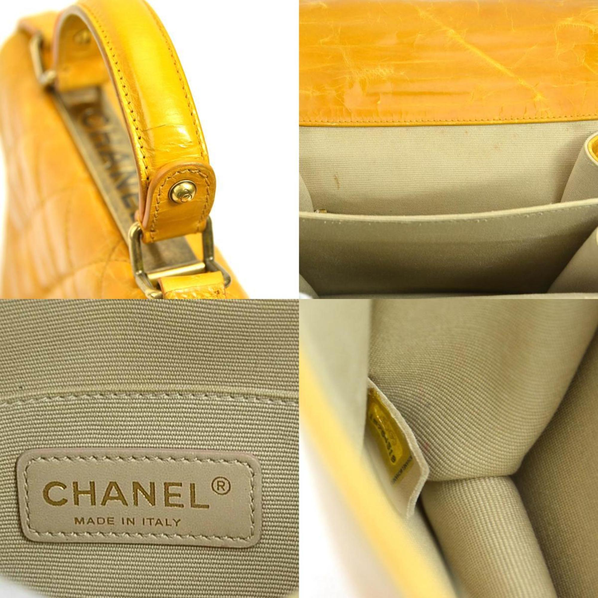 CHANEL Handbag Shoulder Bag 2.55 Matelasse Leather/Metal Yellow/Gold Ladies