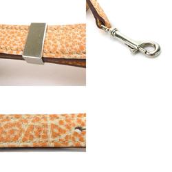 HERMES Dog Lead Leather/Metal Orange/White/Silver Unisex