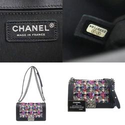 CHANEL Crossbody Shoulder Bag Boy Chanel Wool/Leather/Metal Multicolor/Black Women's