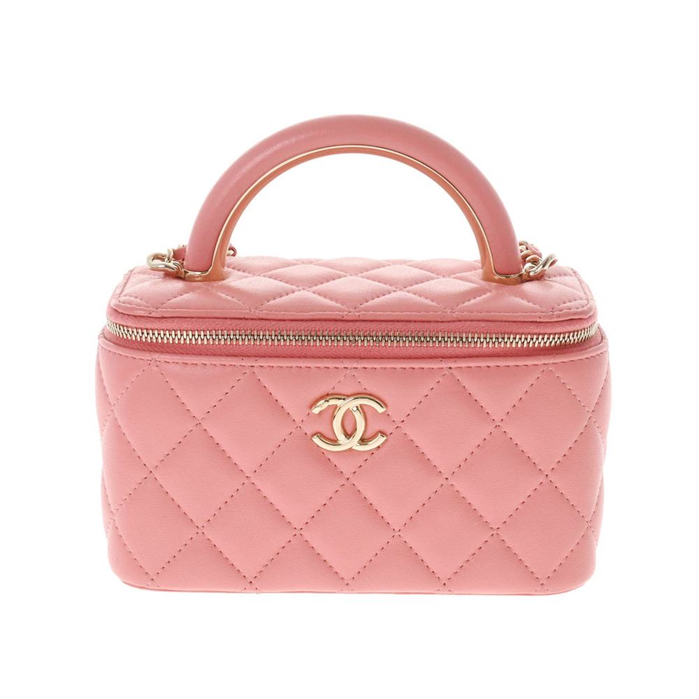CHANEL Matelasse Vanity Chain Shoulder Pink AP2199 Women's Lambskin Bag
