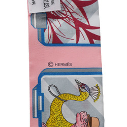 HERMES Twilly Hermes Story Pink Women's 100% Silk Scarf Muffler