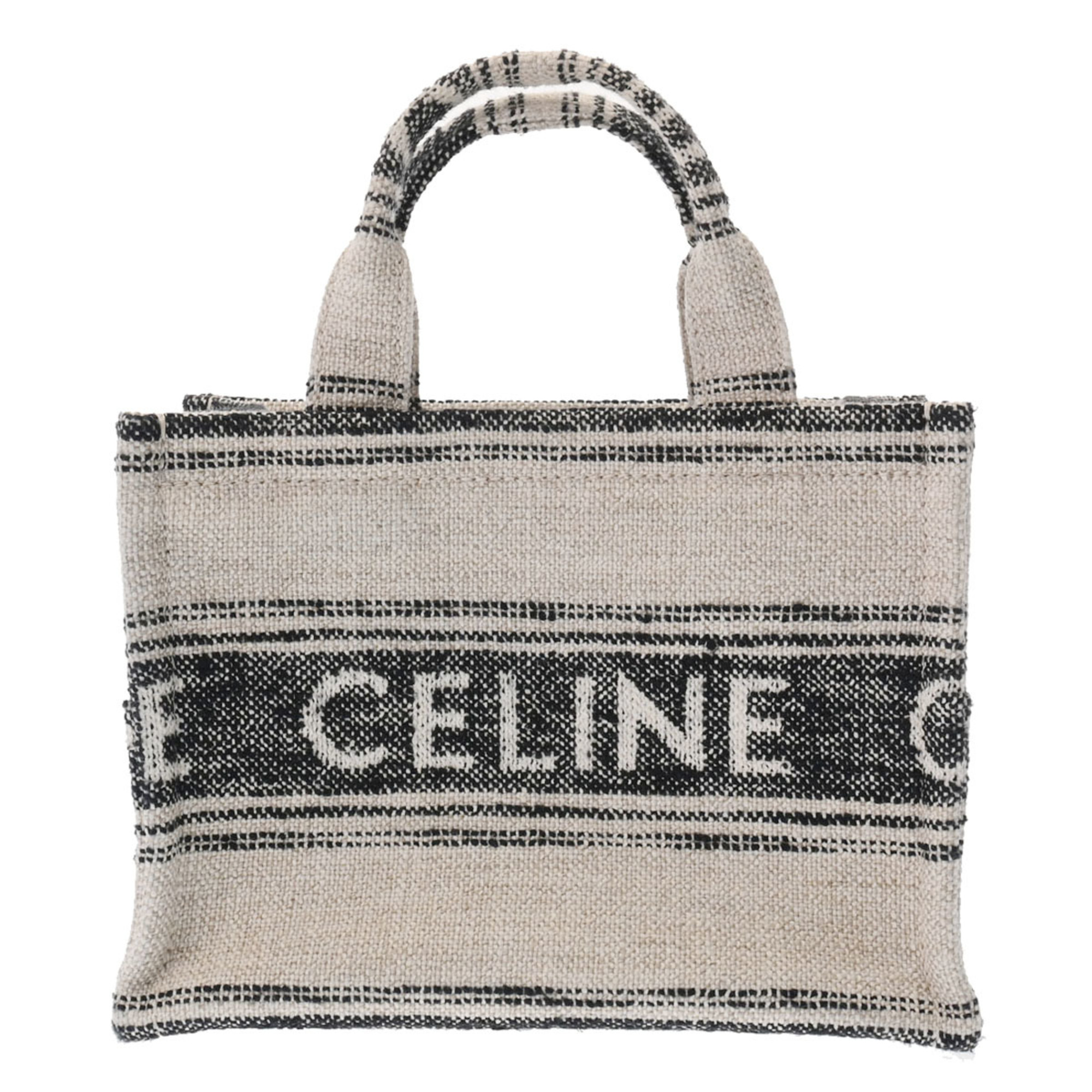 CELINE Celine Cabas Tice White/Black 199162ERP Women's Canvas Bag