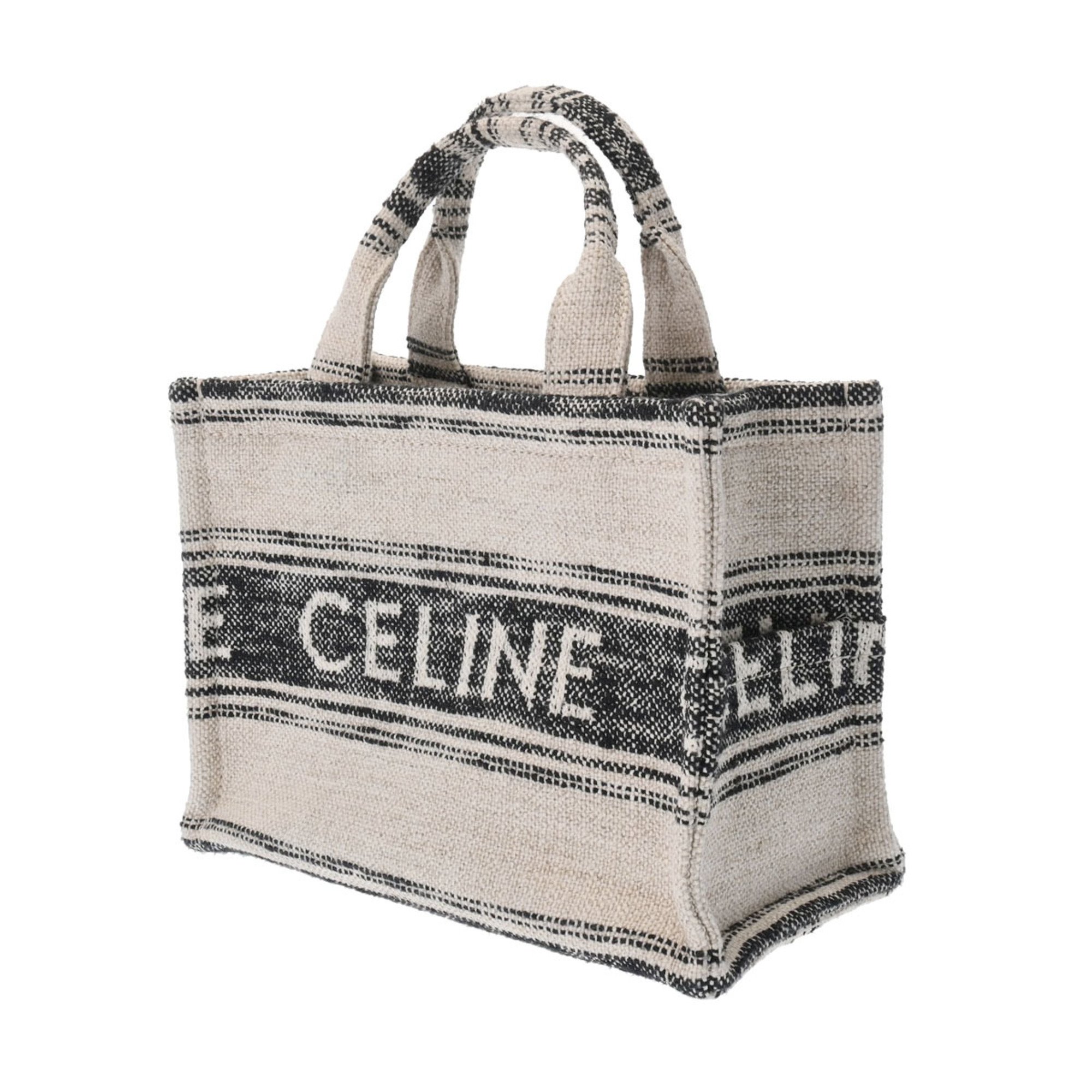 CELINE Celine Cabas Tice White/Black 199162ERP Women's Canvas Bag