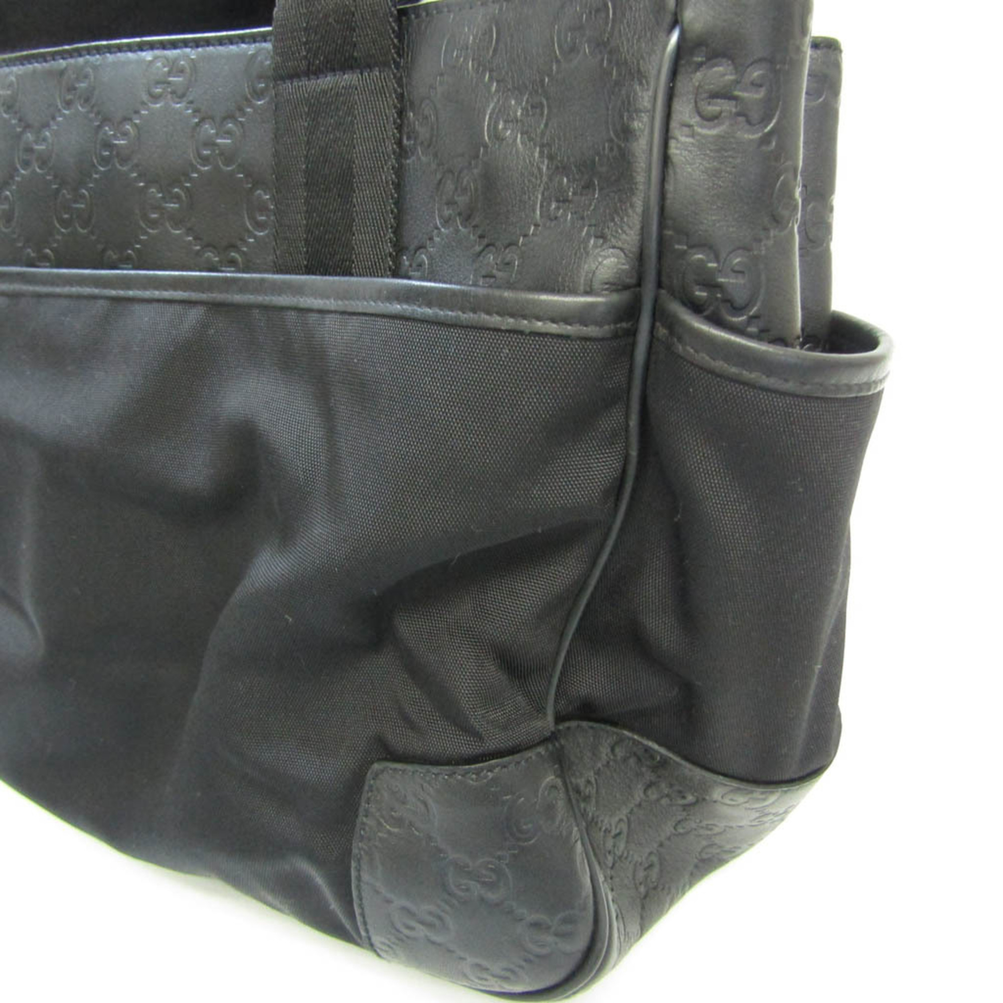 Gucci Guccissima 161770 Men,Women Leather,Nylon Canvas Tote Bag Black
