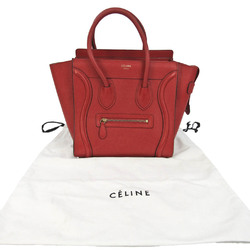 Celine Luggage Micro Shopper 167793 Women's Leather Handbag Red Color