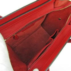 Celine Luggage Micro Shopper 167793 Women's Leather Handbag Red Color