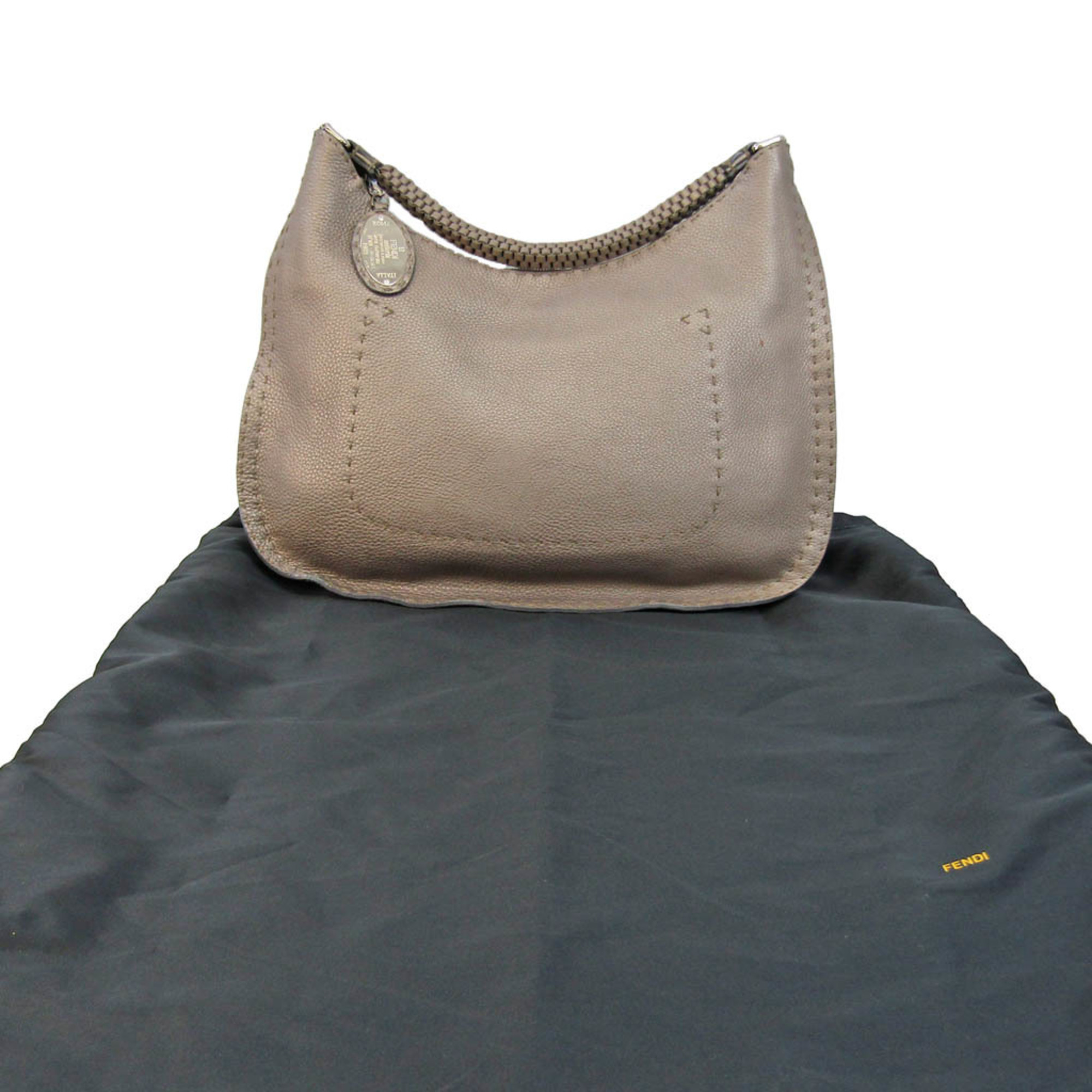 Fendi Selleria 8BR582 Women's Leather Shoulder Bag Champagne Gold