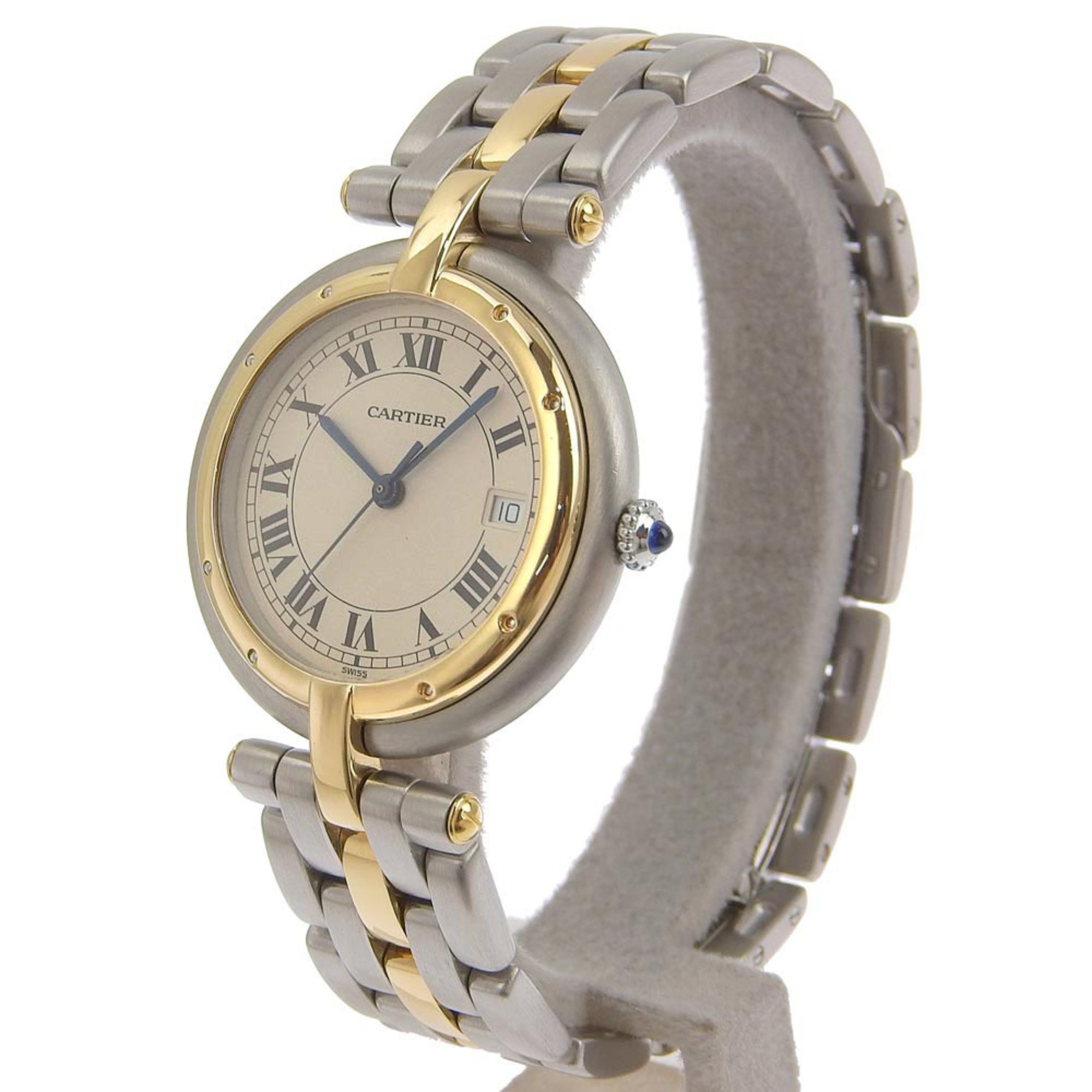 Cartier CARTIER LM Watch Round 83084241 Gold & Steel Swiss Made Quartz Analog Display Beige Dial PANTHERELM Men's