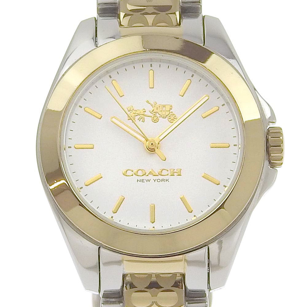 Coach Tristen Mini Bracelet Watch CA.67.7.20.0988 Stainless Steel Made in  the USA Silver/Gold Quartz Analog Display White Dial Women's