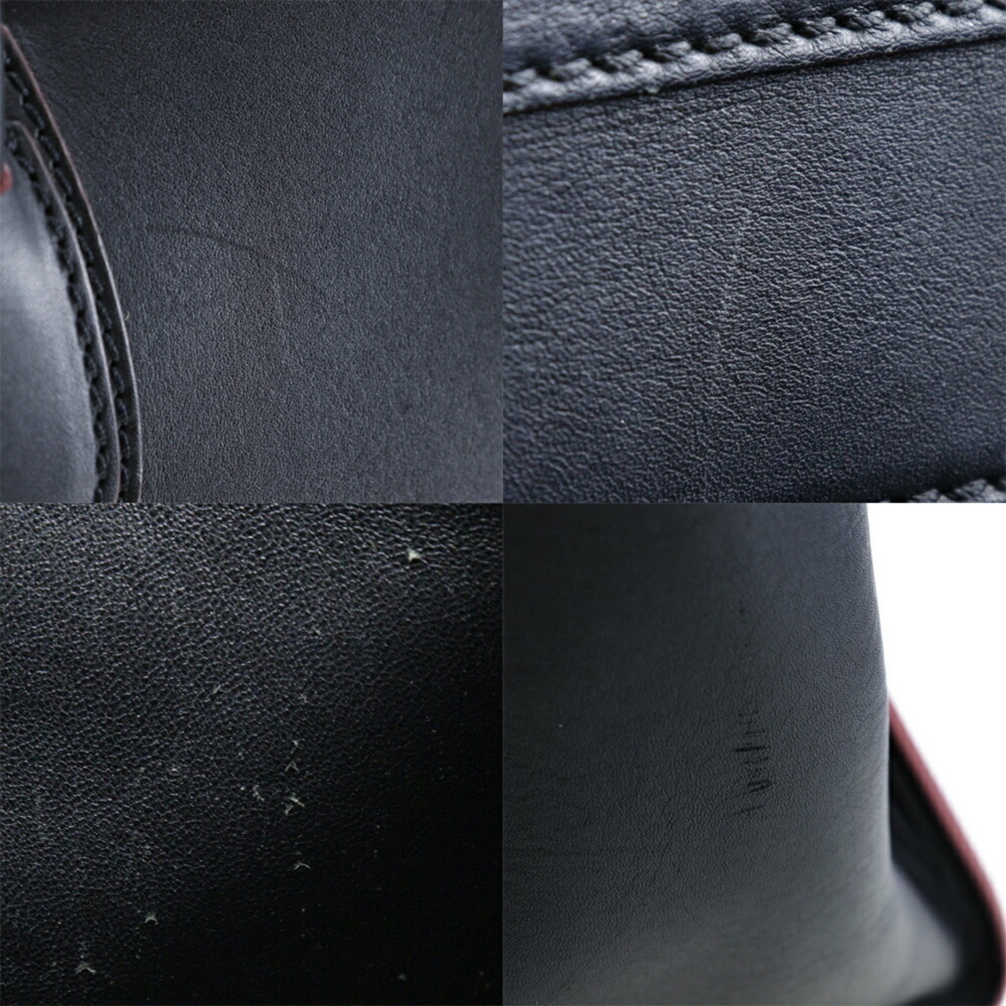 Celine CELINE Luggage Mini Shopper Tote Bag Calf Made in Italy Black/Red Handbag A4 Zipper mini shopper Ladies