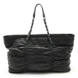 CHANEL Chanel Matelasse Gathered Chain Tote Bag Shoulder Leather Black