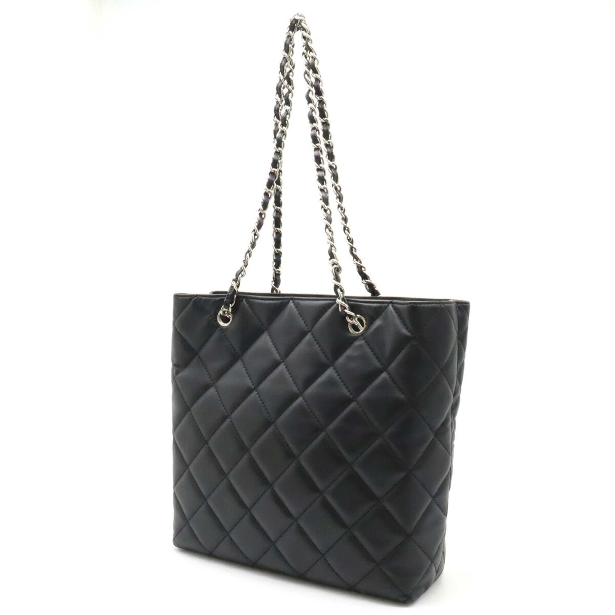 CHANEL Chanel Matelasse Coco Mark Chain Tote Bag Shoulder Leather Black