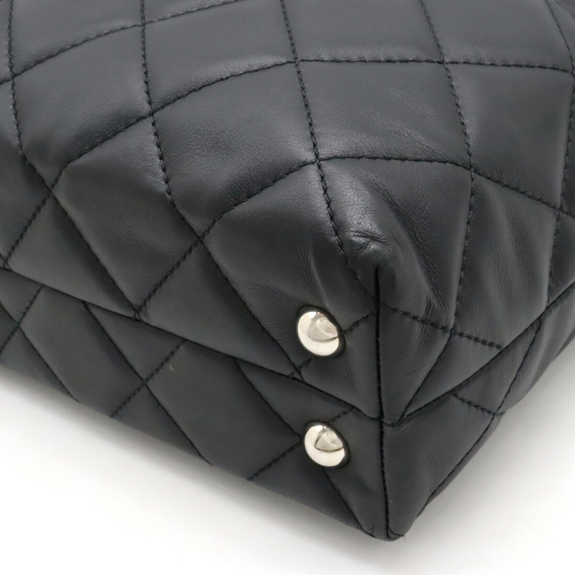 CHANEL Chanel Matelasse Coco Mark Chain Tote Bag Shoulder Leather Black