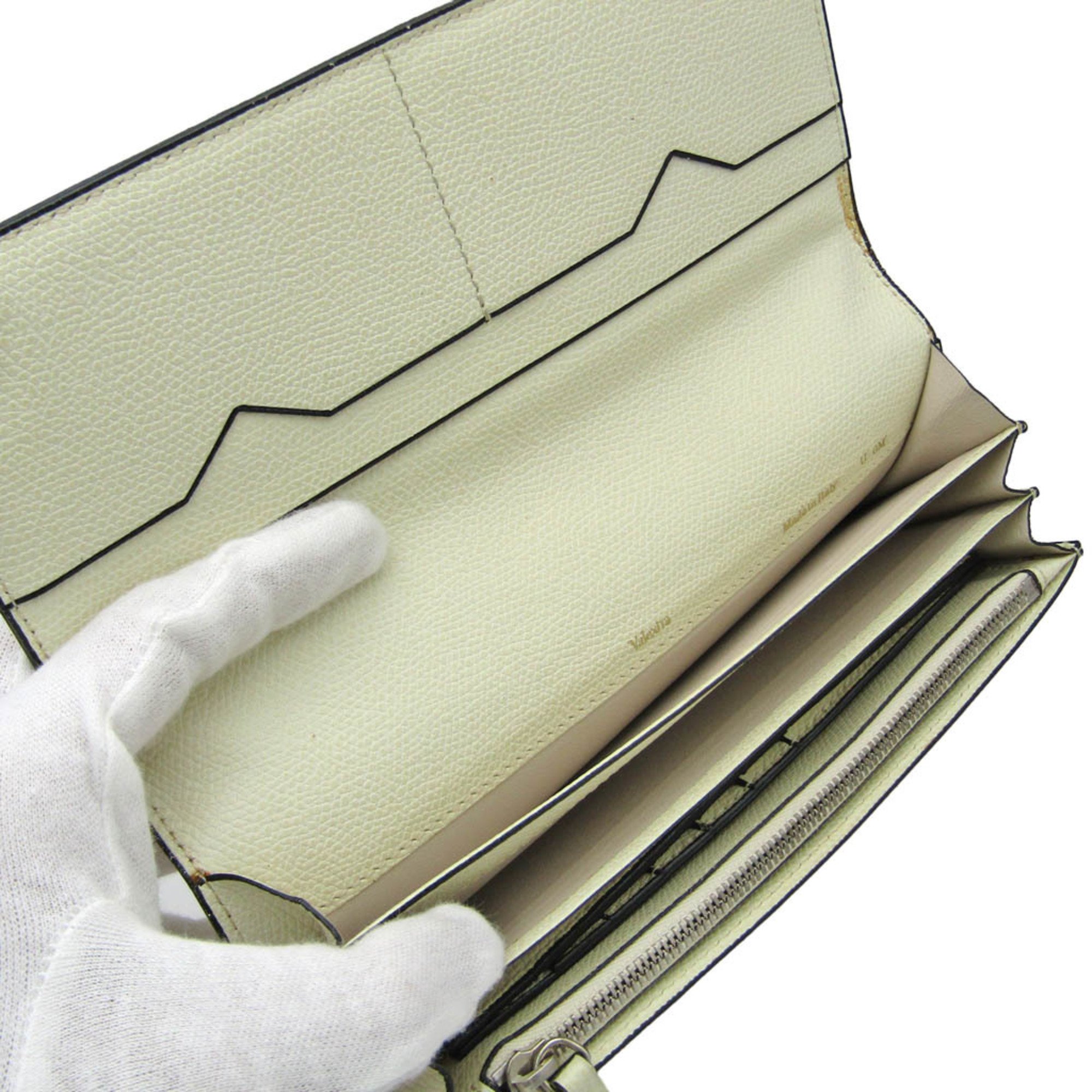 Valextra Removable 12 Card Holder V9L15 Men,Women Leather Long Wallet (bi-fold) Cream