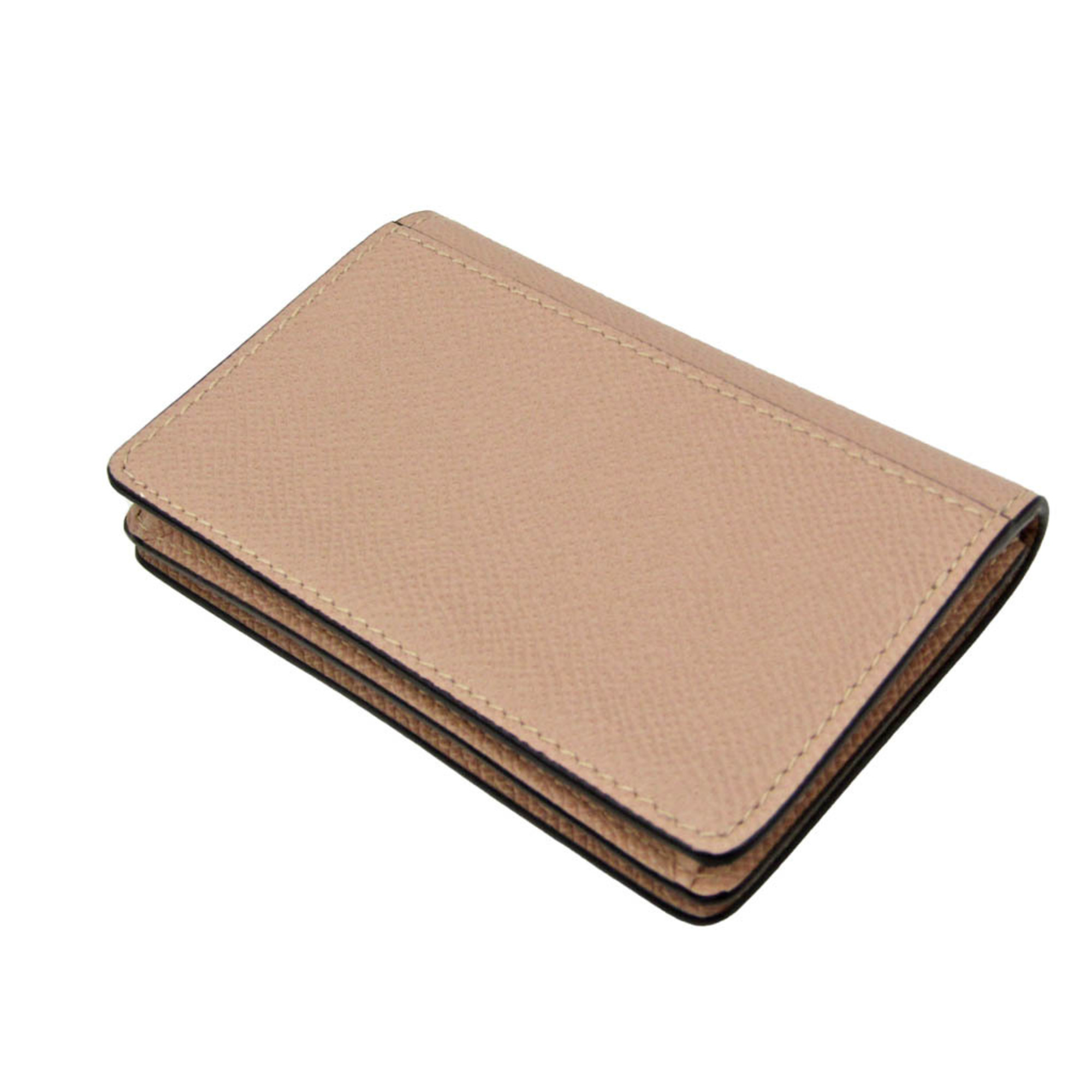 Salvatore Ferragamo Gancini IY-22 0371 Leather Card Case Pink Beige