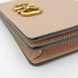 Salvatore Ferragamo Gancini IY-22 0371 Leather Card Case Pink Beige