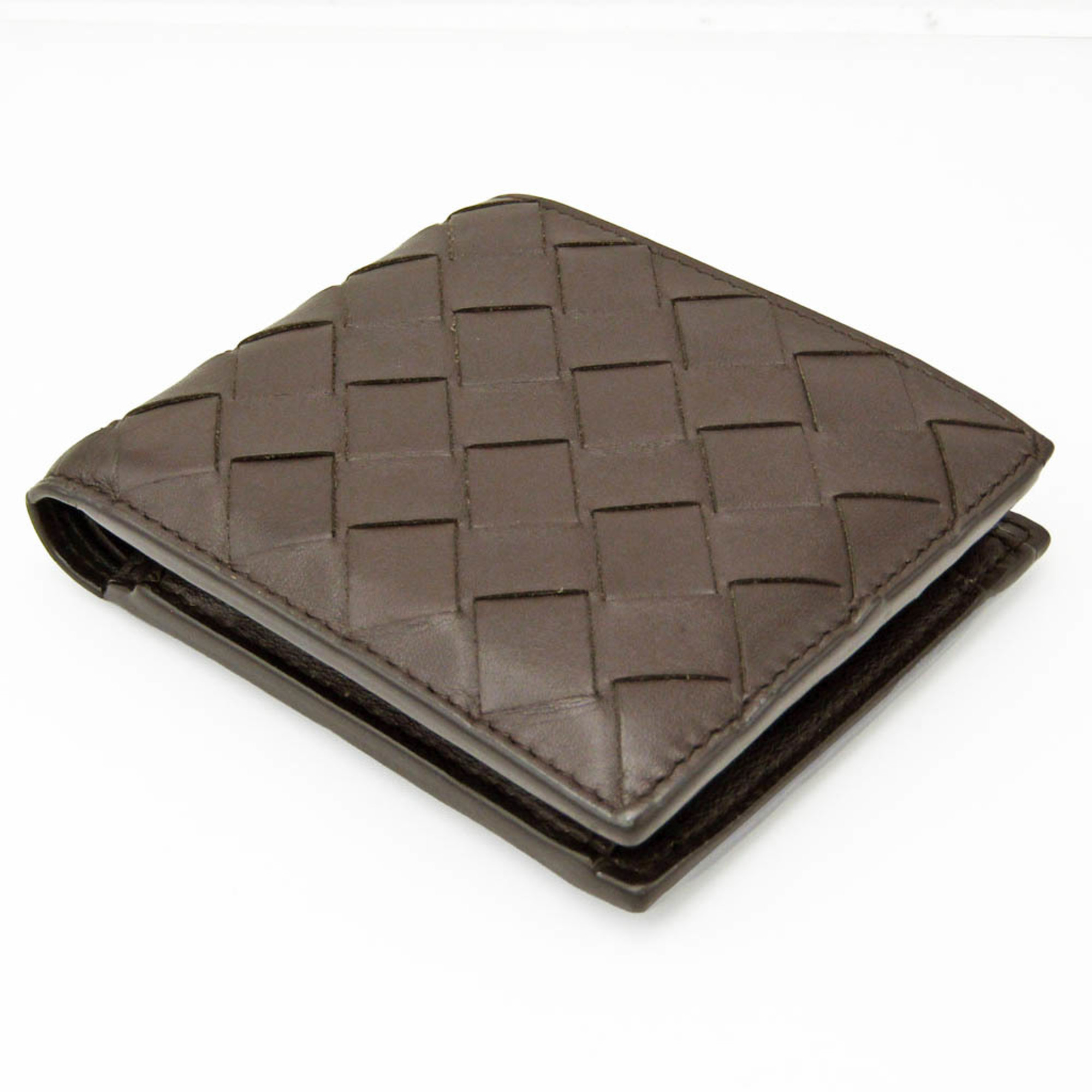 Bottega Veneta Intrecciato 605722 Women's Leather Wallet (tri-fold) Dark Brown