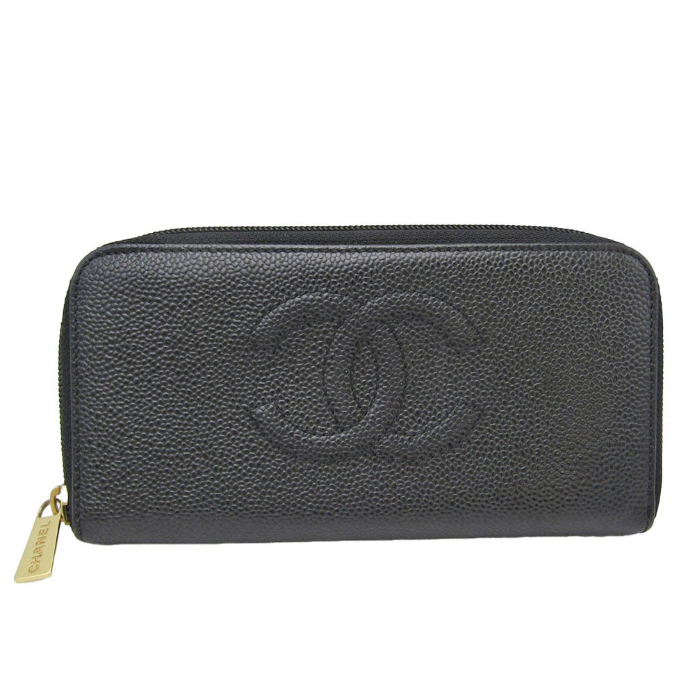 Chanel Women's Caviar Leather Long Wallet (bi-fold) Black