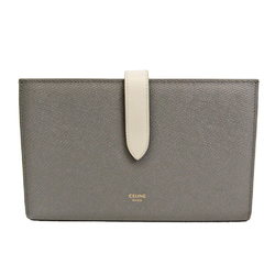 Celine Large Strap Wallet 10B633 Women's  Calfskin Long Wallet (bi-fold) Gray,Off-white