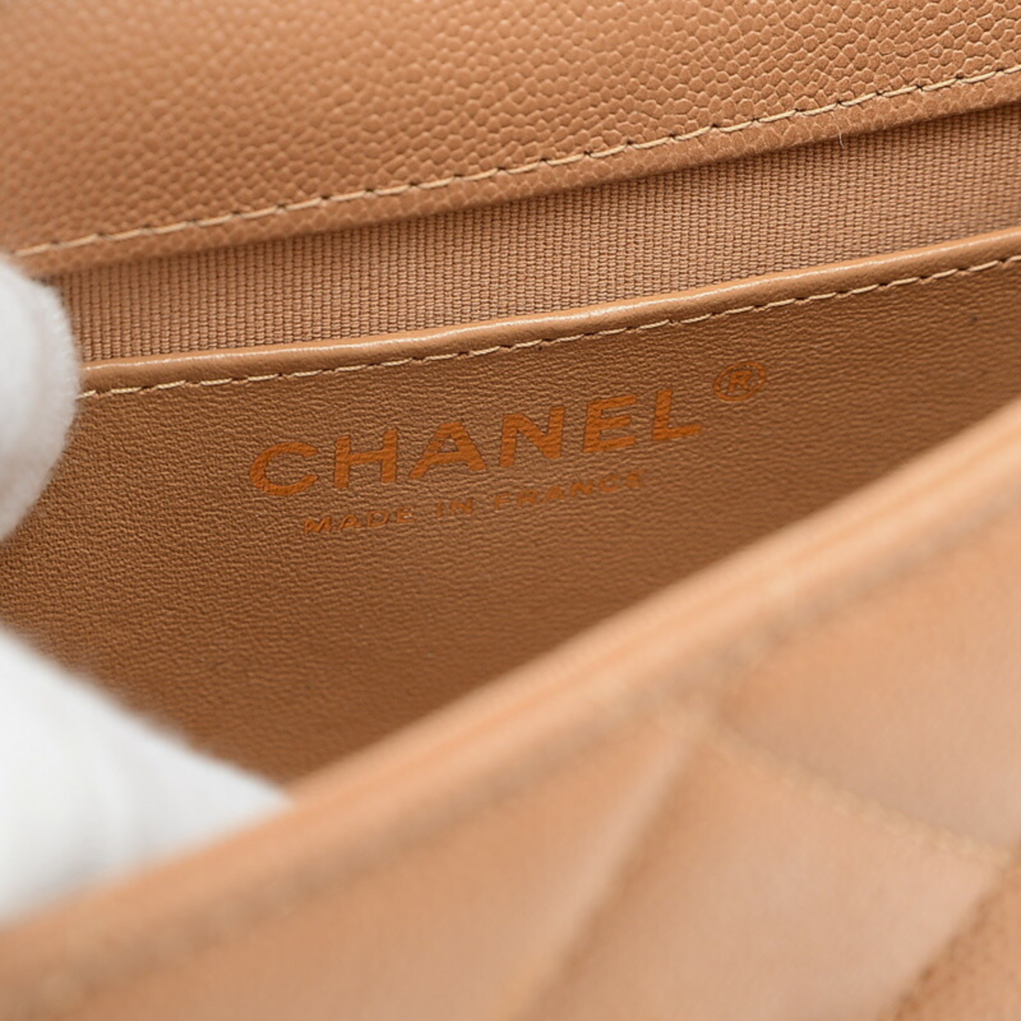 Chanel Matelasse Chain Shoulder Bag Caviar Skin Brown Gold Hardware