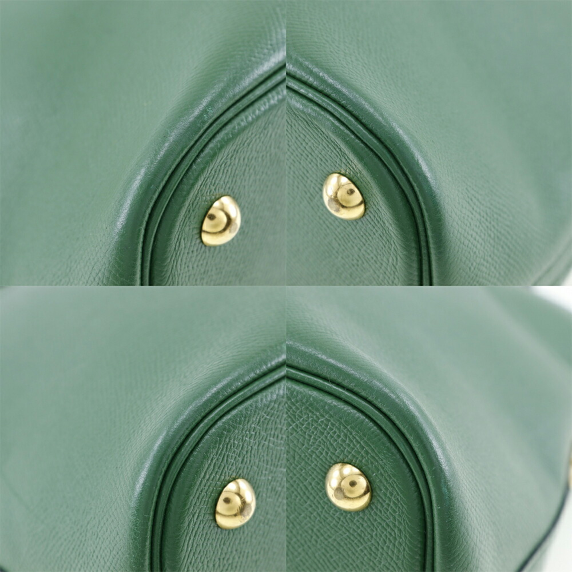 HERMES Bolide 35 Handbag Bicolor Couchevel Made in France 1992 Green/Navy 〇V Shoulder Bag 2way Zipper Bolide35 Ladies