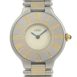 Cartier CARTIER Must21 Watch Stainless Steel Swiss Made Silver/Gold Quartz Analog Display White Dial Women's