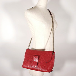 LOEWE Avenue Shoulder Bag Repeat Anagram Chain Calf Made in Spain Red Crossbody A5 Magnetic Type Women's