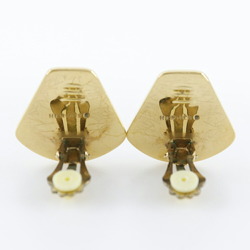 HERMES Enamel Earrings Harp Motif Cloisonne Gold Plated Made in France Black Emile Ladies