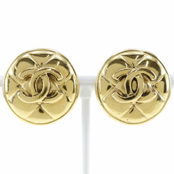 CHANEL COCO Mark Earrings Matelasse Vintage Gold Plated Made in France Ladies