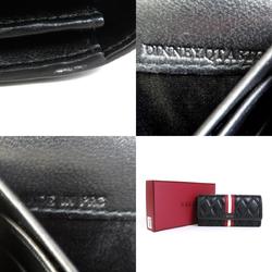 BALLY Long Wallet Leather Black x Red White Women's