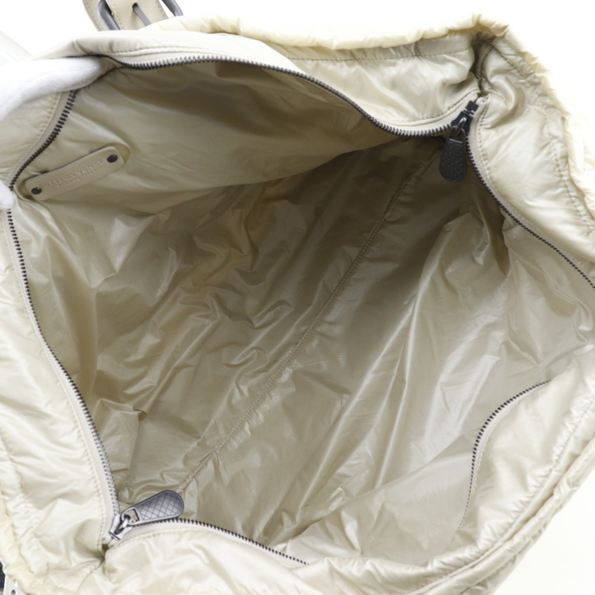 Bottega Veneta BOTTEGAVENETA Spinnaker Tote Bag Intrecciato Nylon Made in Italy Beige Shoulder Handbag A4 Zipper Women's
