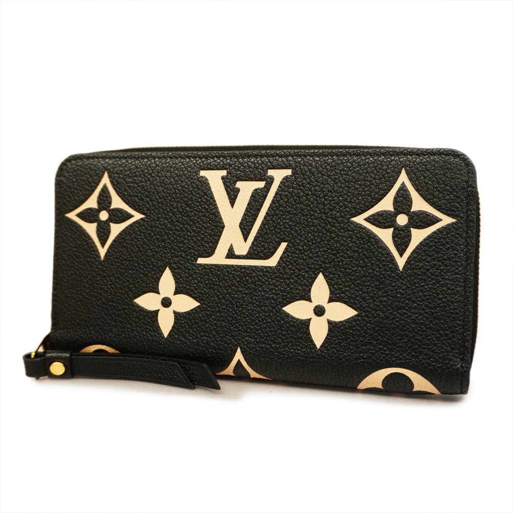 Auth Louis Vuitton Monogram Empreinte Zippy Wallet M80481 Women's Beige, Black