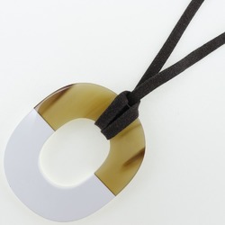 HERMES Ism Necklace Buffalo Horn Made in Vietnam Brown/White Women's