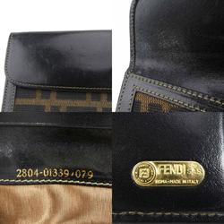 FENDI Bifold Long Wallet Zucca Canvas/Leather Brown Ladies