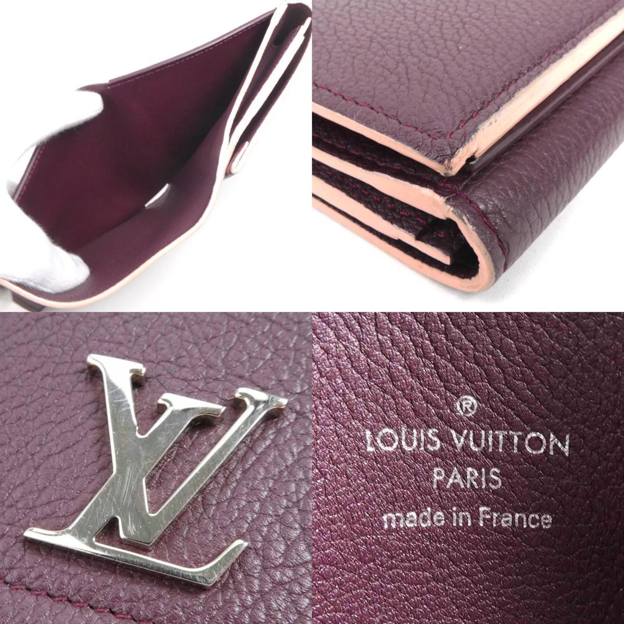 LOUIS VUITTON Bifold Wallet Portefeuille Lock Me 2 Compact/Taurillon Prune Unisex M64837