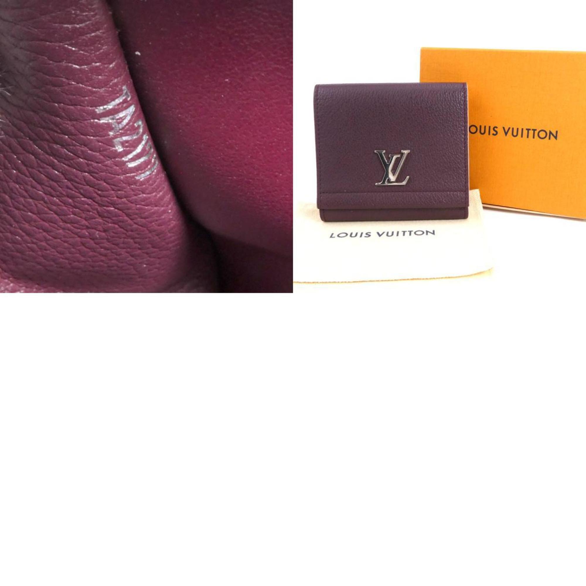 LOUIS VUITTON Bifold Wallet Portefeuille Lock Me 2 Compact/Taurillon Prune Unisex M64837