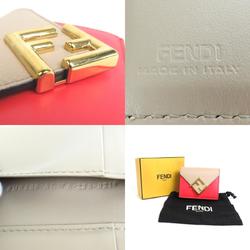 FENDI Bifold Wallet Leather Red x Beige Ladies 8M0480-ALWA