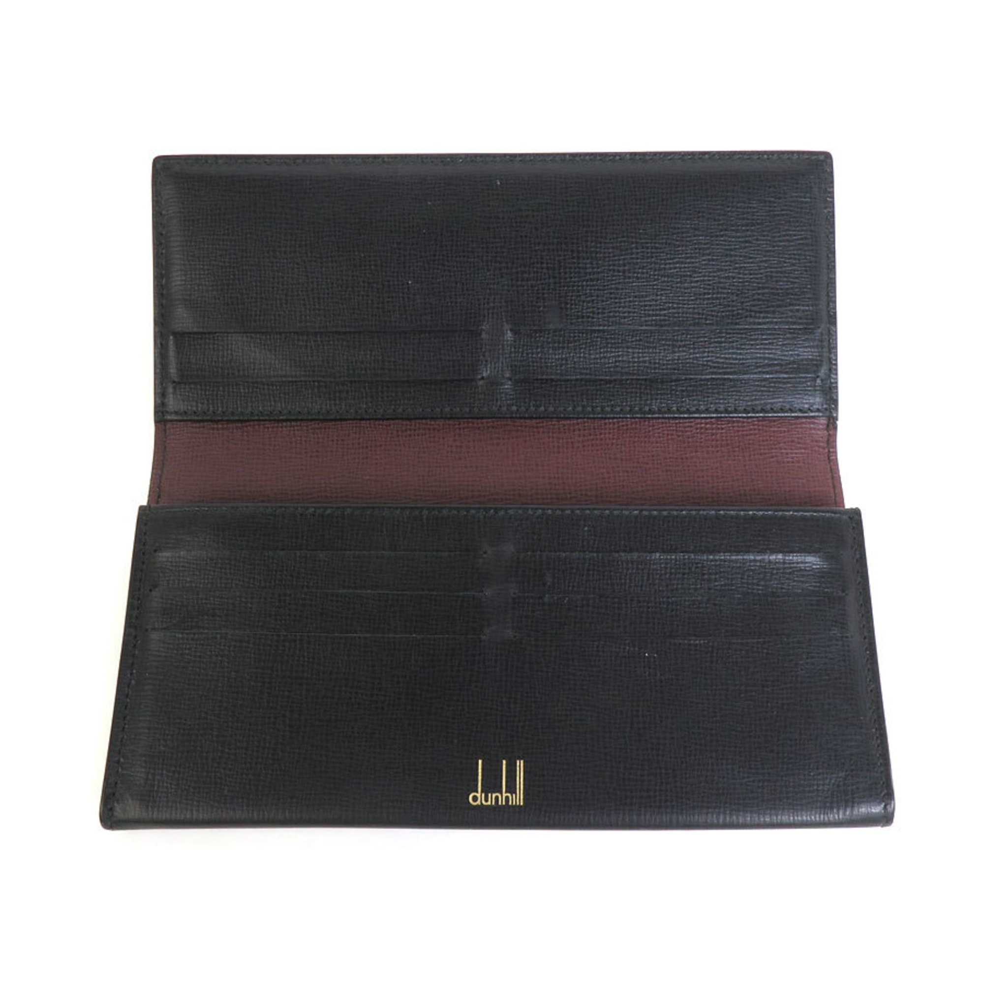 Dunhill Bifold Long Wallet Leather Black Men's