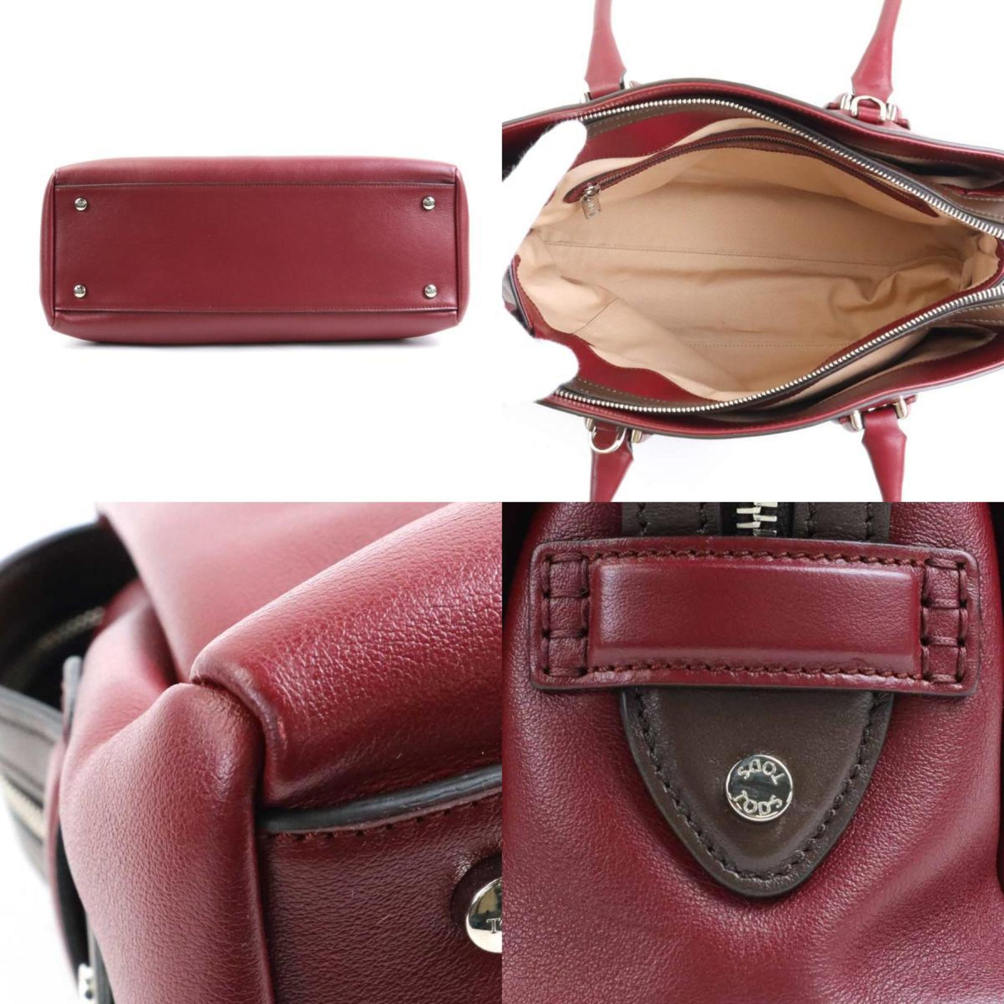 Tod's TOD’S Handbag Shoulder Bag Leather Red x Brown Ladies