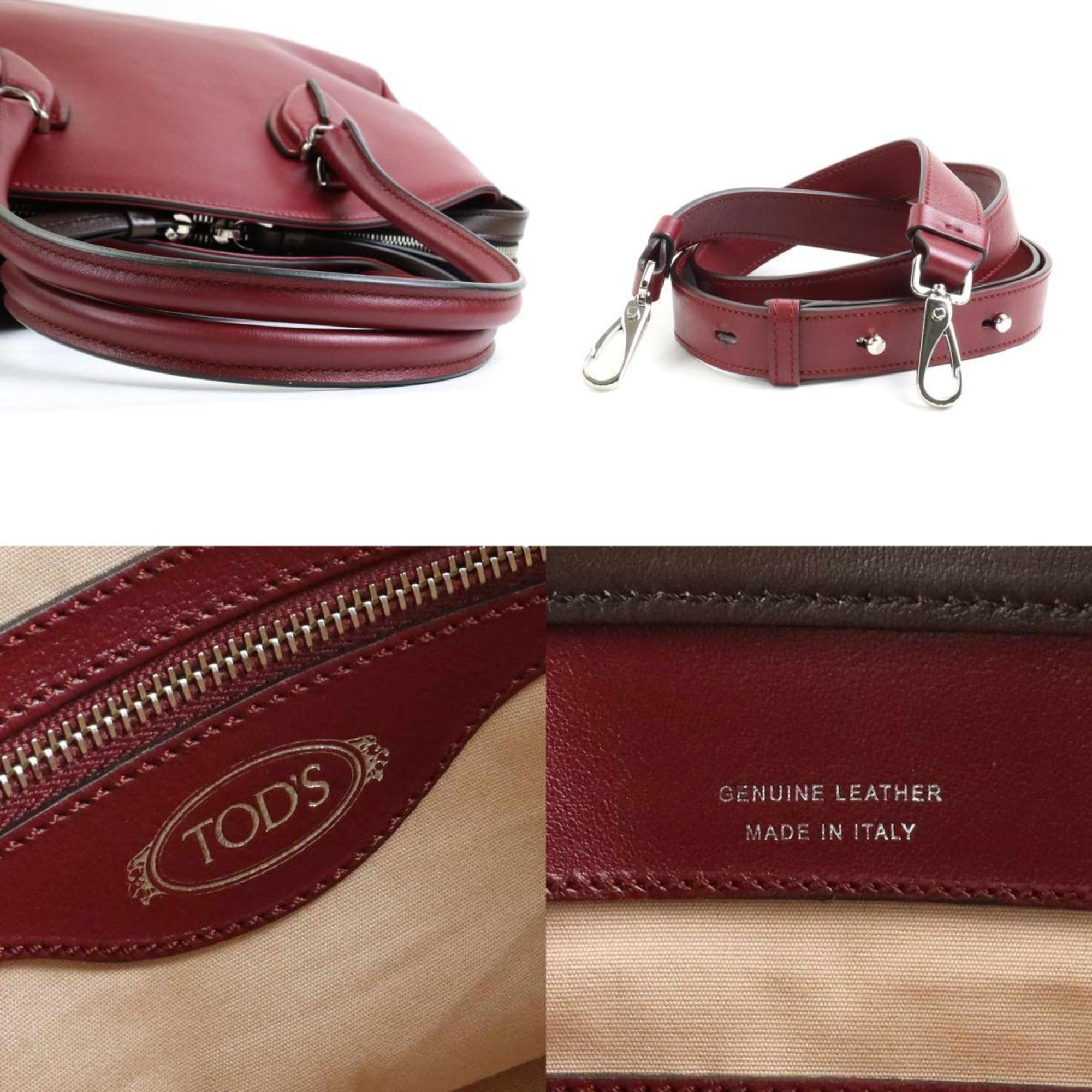 Tod's TOD’S Handbag Shoulder Bag Leather Red x Brown Ladies