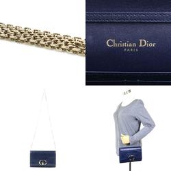 Christian Dior Shoulder Wallet 30 Montaigne Leather Navy Ladies