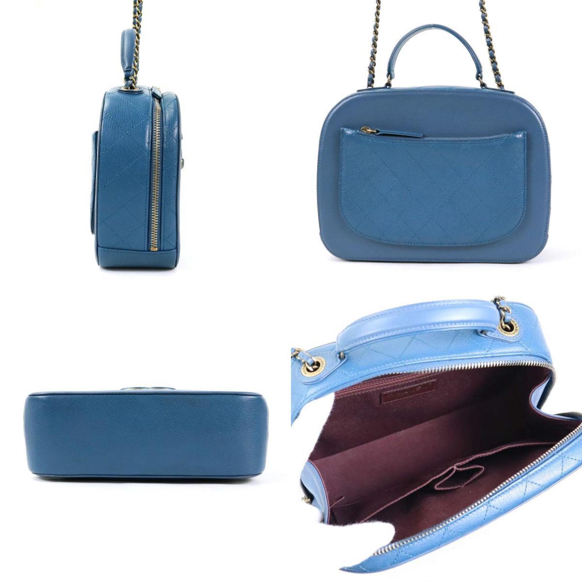 CHANEL Shoulder Bag Coco Mark Leather Blue Ladies