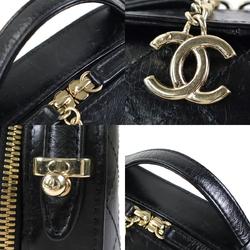CHANEL Crossbody Shoulder Bag Coco Mark Leather Black Ladies