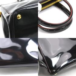 PRADA Handbag Shoulder Bag Patent Leather Black x Red Unisex BN2565