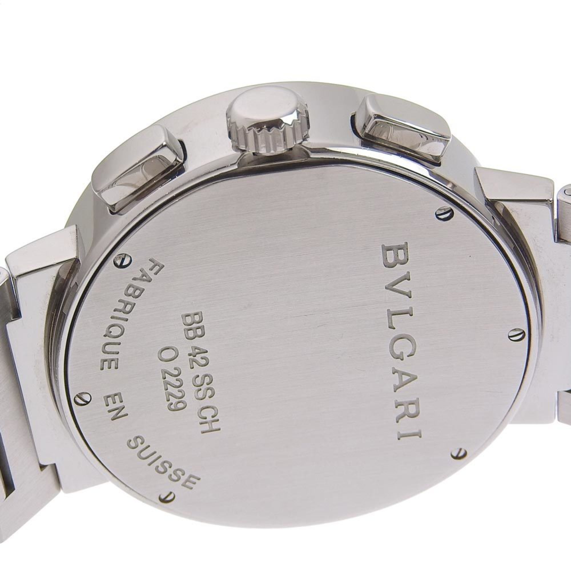 Bvlgari BVLGARI Watch BB42SSCH Stainless Steel Swiss Made Silver Automatic Chronograph Black Dial Bulgari Men's